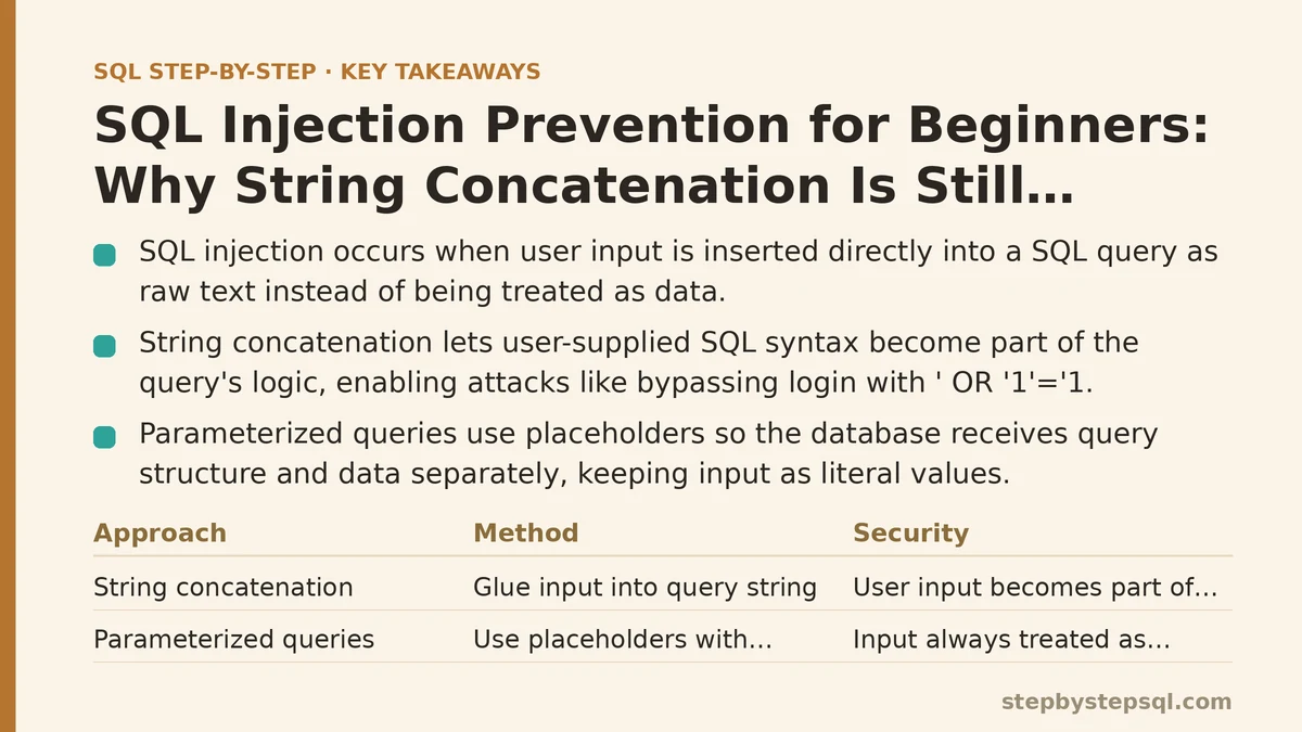 SQL Injection Prevention for Beginners: Why String Concatenation Is Still Winning